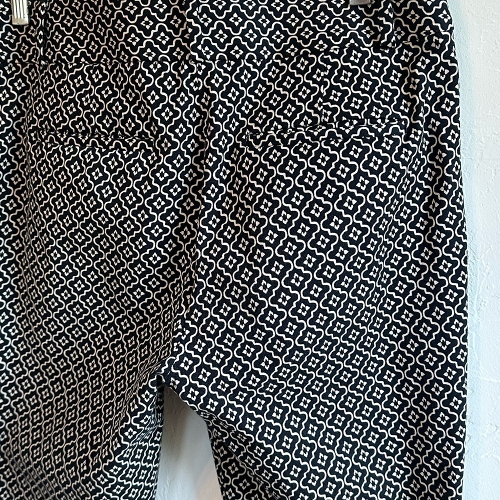 Loft Marissa Skinny Black/Tan Woven Geometric Pattern Classic Career Pants Sz 8 - Picture 7 of 10